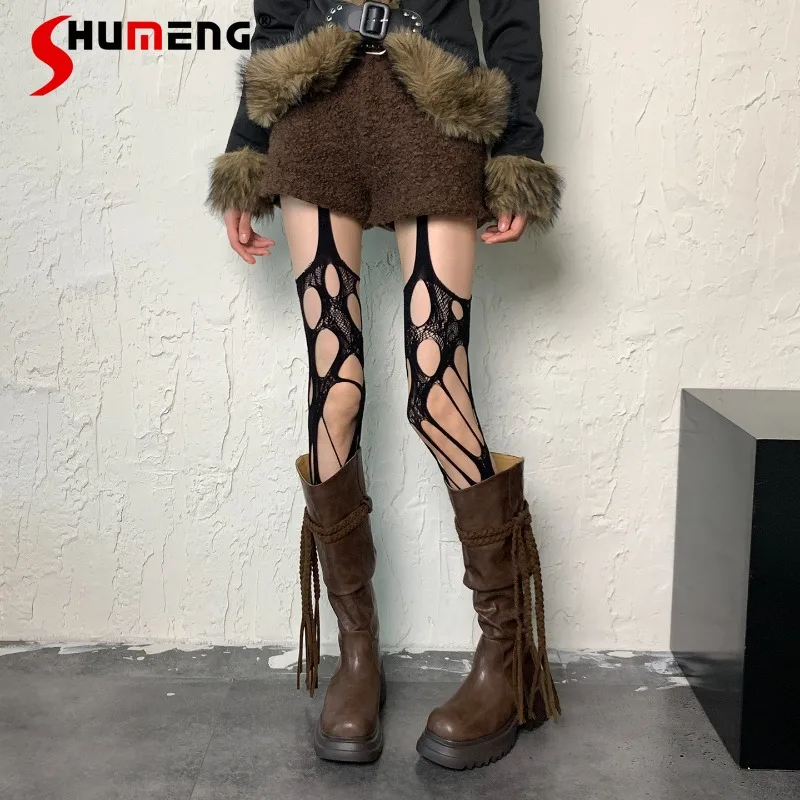 

Women's Sexy Socks Japanese Dark Style Tights Irregular Hollow Stockings Music Festival Punk Subculture Y2K Hosiery For Ladies