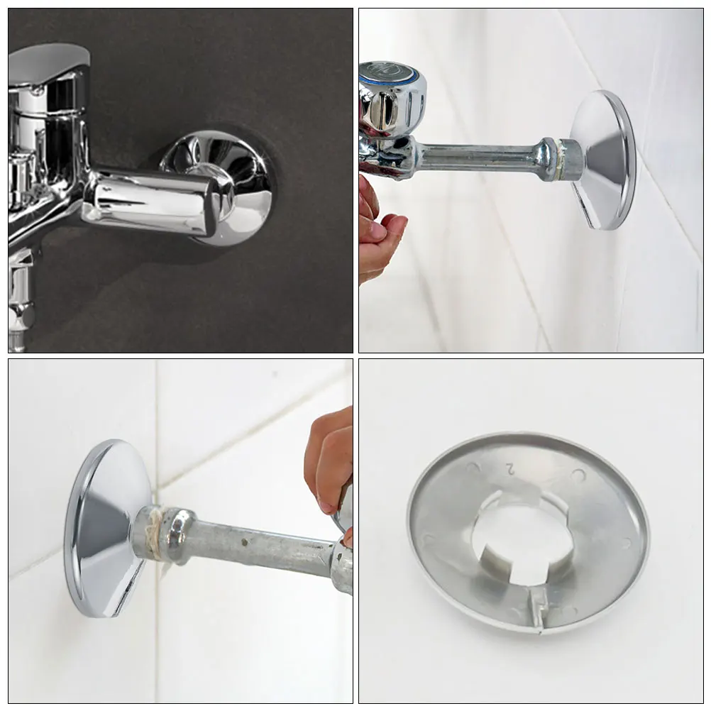 

2pcs Water Faucet Cover Pvc Alloy Pipe Covers Durable Decorative Wall Shower Flange Plumbing Cover Plate For Water Gas Pipes