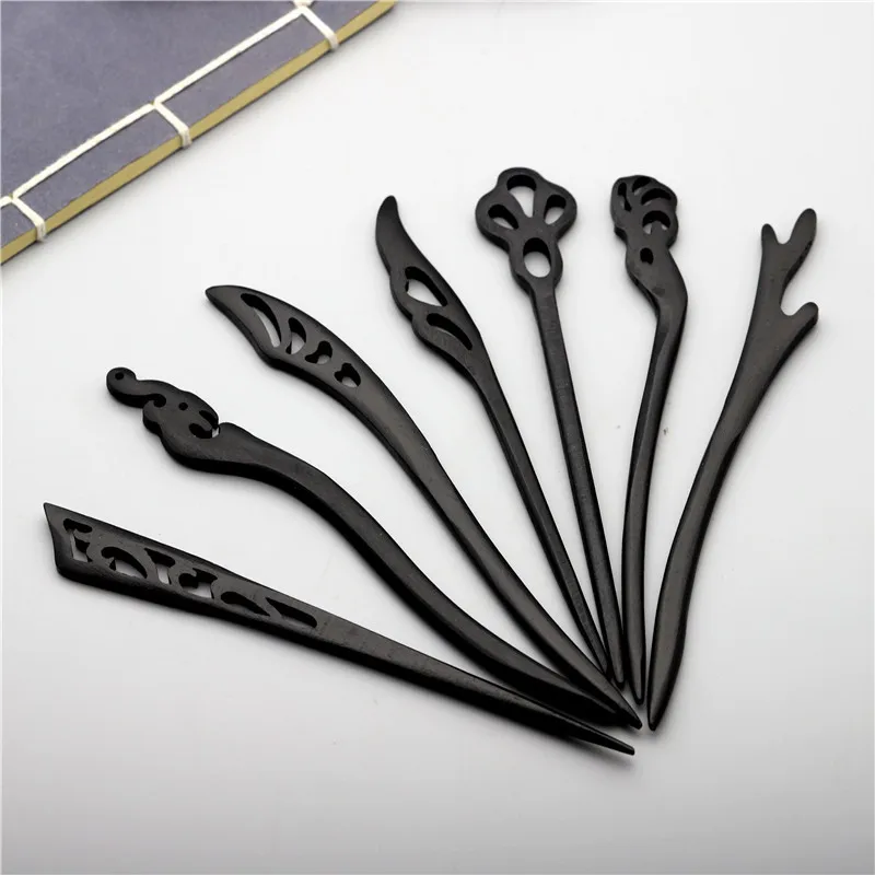 

Ethnic Retro Simple Imitation Ebony Hairpins Hair Disk Women Handmade DIY Gift Jewelry Wooden Carving Headwear Female 2ps/lot