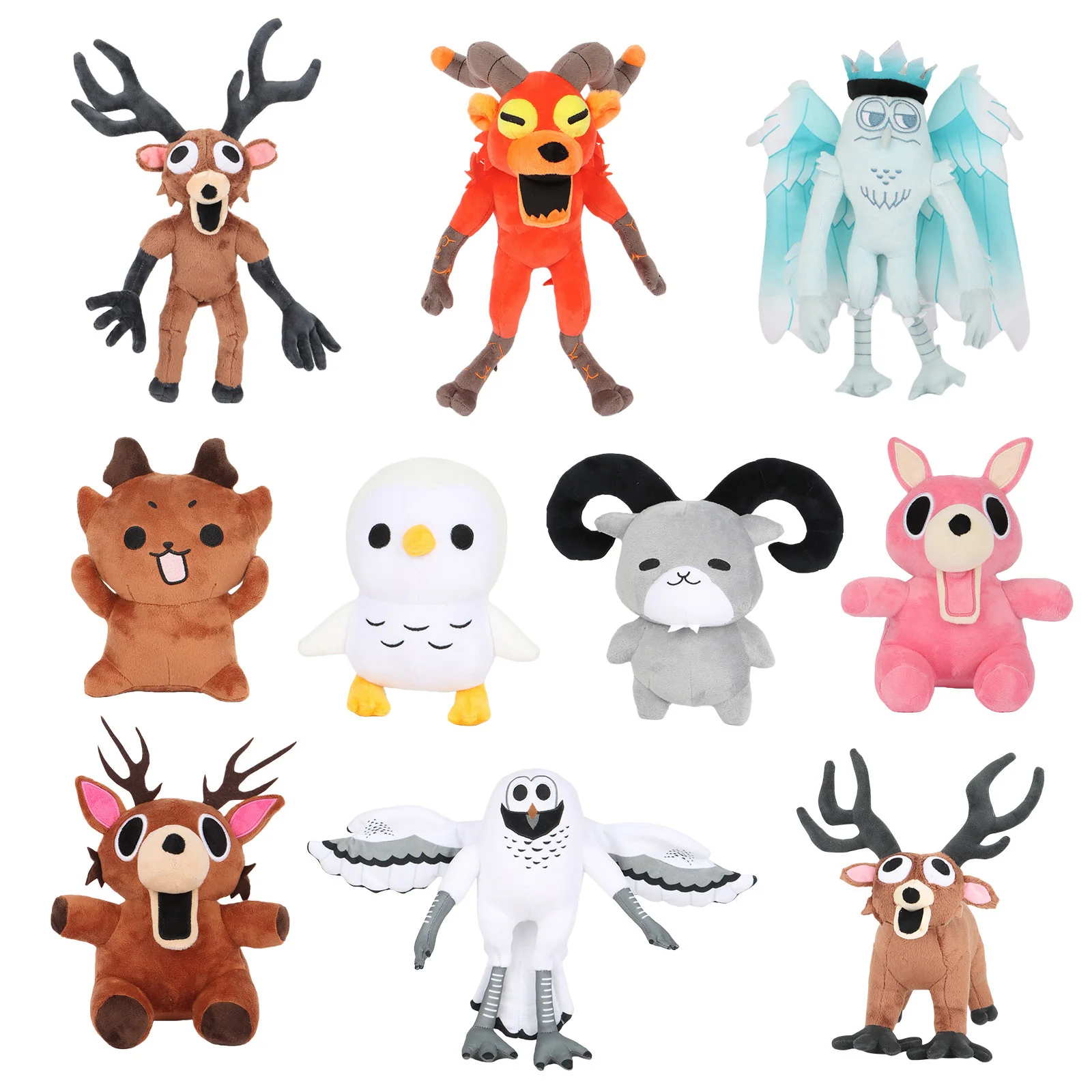 Q Cartoon 99 Nights In The Forest Plush Cute Angry Elk Stuffed Doll Funny Goat Owl Sitting Elk Plush Toy For Kid Christmas Gifts