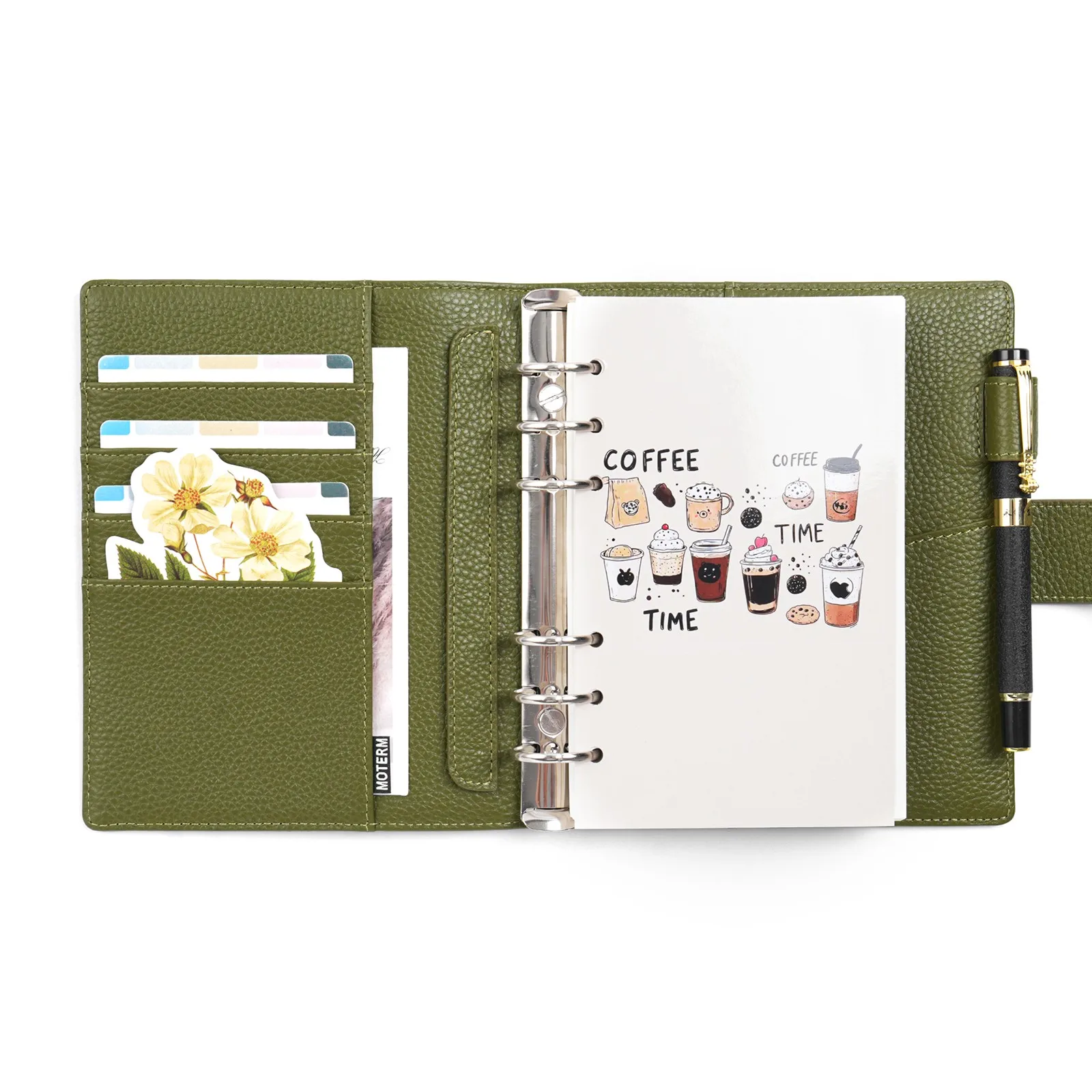 Moterm Franklin Covey Compact Size Elite Rings Planner Pebbled Grain Leather Notebook Cover Binder Organizer Journal