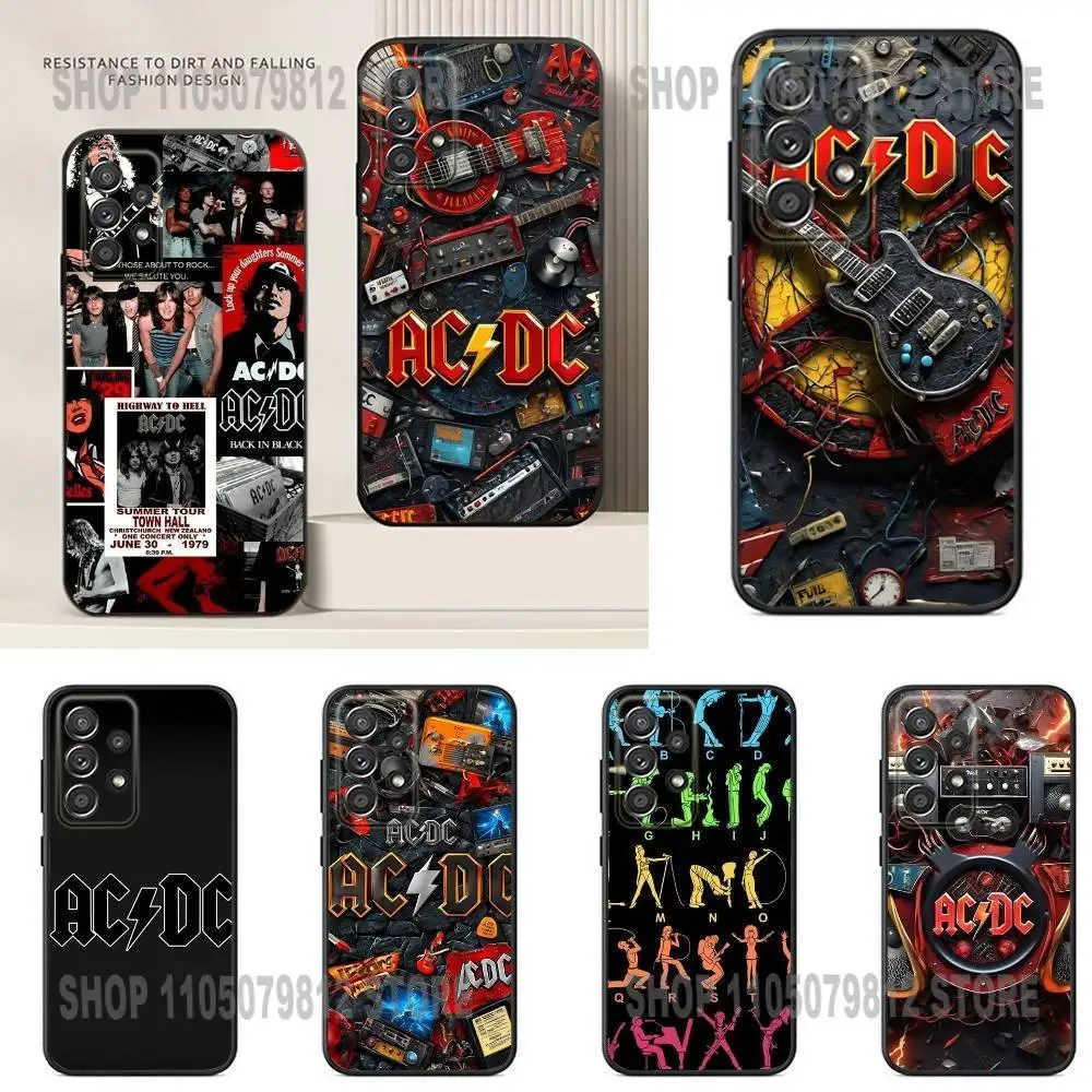 

A-AC Band D-DC Phone Case For Samsung S24,23,22,21,20,10,10E,S9 Plus FE Note 20 Ultra 10,9 Plus Black Case
