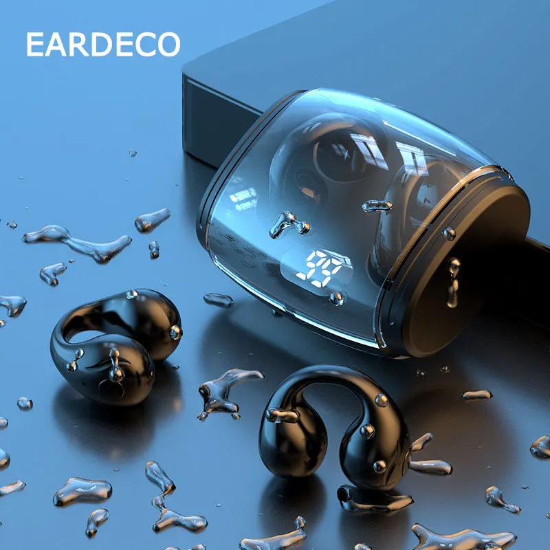 EARDECO TWS Wireless Bluetooth Headset Ear Clip Style Wireless Headphones Stereo Bass Earphones Earbuds Sport Handsfree Headsets