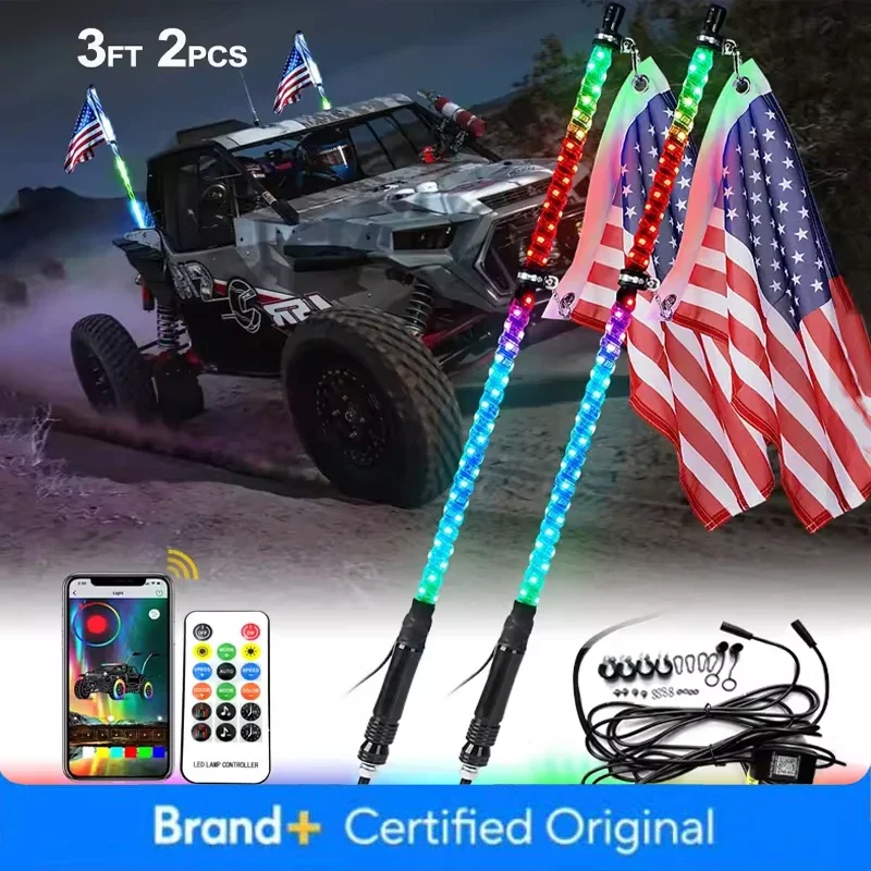 

Спиральные светодиодные светодиодные фонари RGB с радиочастотным пультом дистанционного управления, антенные кнуты для Can-Am ATV UTV RZR Polaris Dune Buggy Offroad Truck Amagi