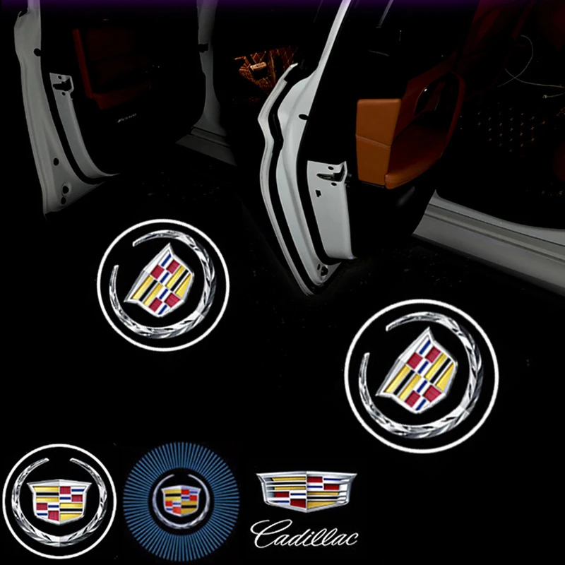 Luz de bienvenida para sombra de puerta de coche, 2 uds., para Cadillac ATS CTS BLS SRX Escalade XT5 Deville XTS DTS Tiburon XT4 XLR XLR-V Sevilla SLS