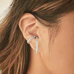 Delicate Crystal Leaf Earcuff Non Piercing Earrings for Women 1pc Silver Color Luxury Earbone Earclip Fashion Jewelry KDE137