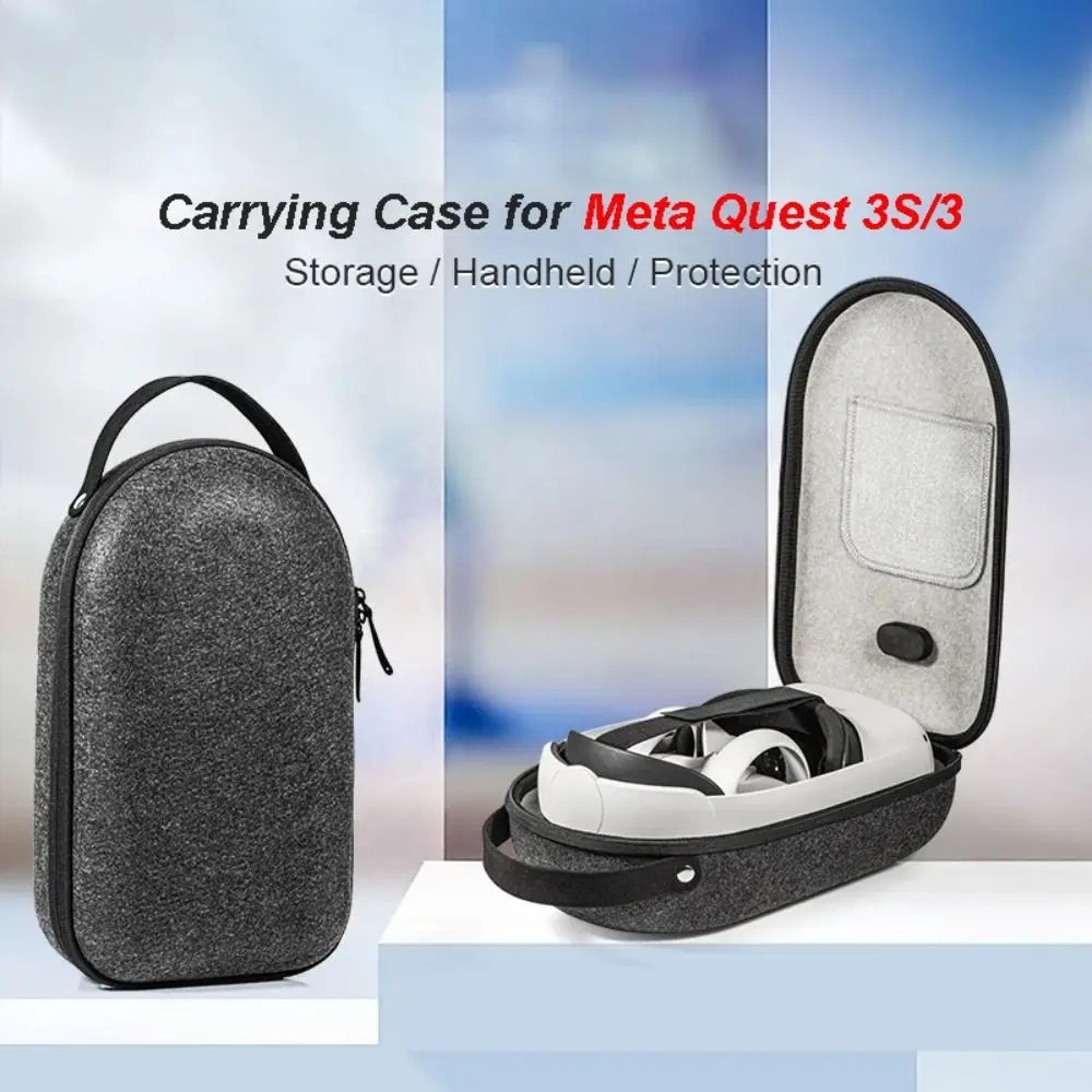 Shockproof VR Glasses Storage Bag Felt Portable Carrying Case Anti-fall Large Capacity Suitcase for Meta Quest 3S/3 Headset