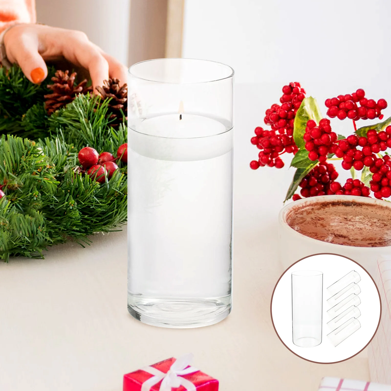 

6 Pcs Floating Vase Candlesticks Vases for Centerpieces Cylinder High Borosilicate Glass Tall Clear