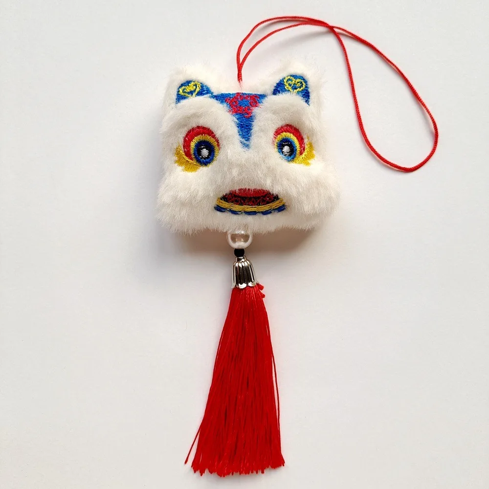 Chinese Style Lion Dance Tassels Pendant Cartoon Lucky 2025 New Year Zodiac Plush Doll with Tassel Traditional