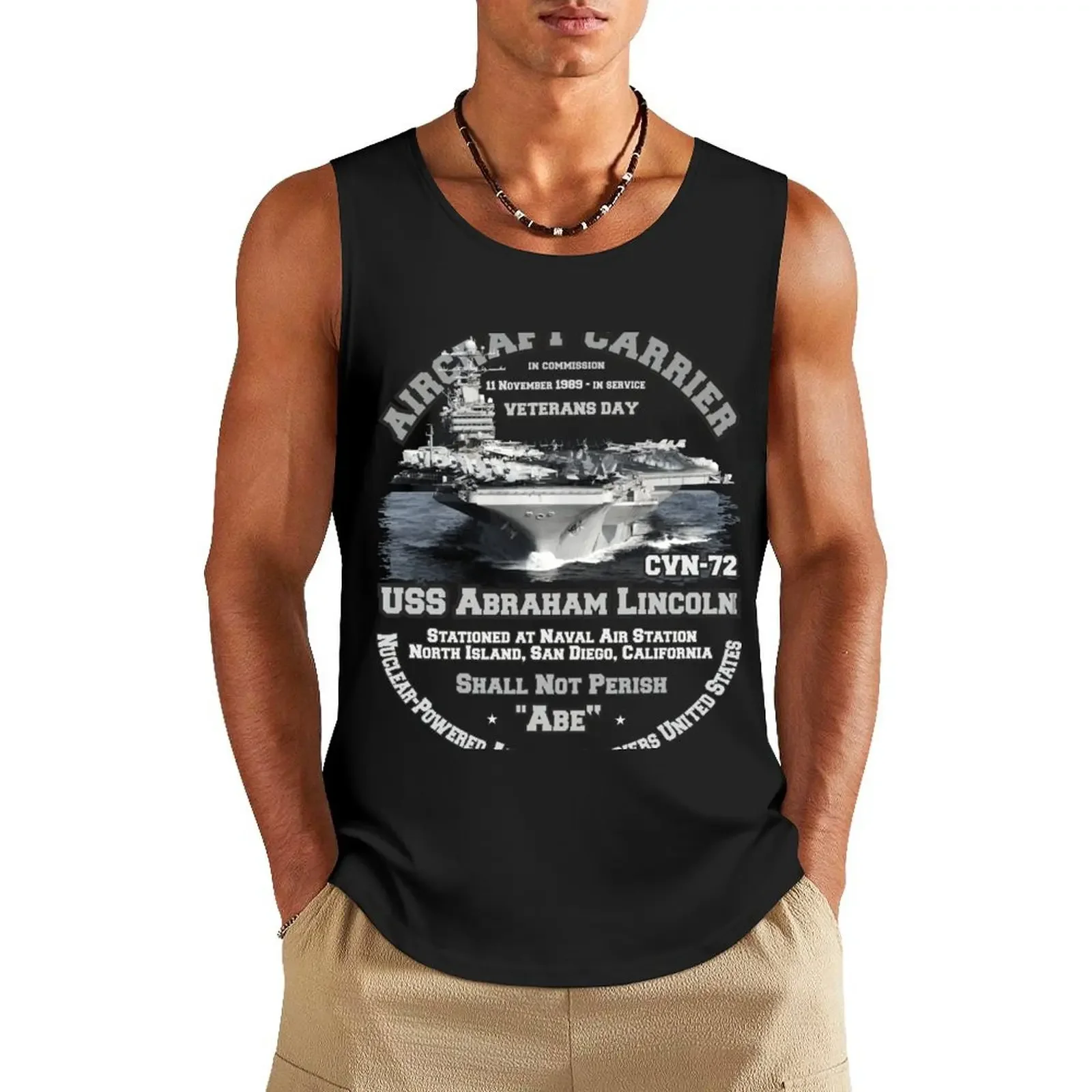 

USS Abraham Lincoln (CVN-72) Aircraft Carrier Veterans Tank Top gym singlet for men best selling products anime t-shirts