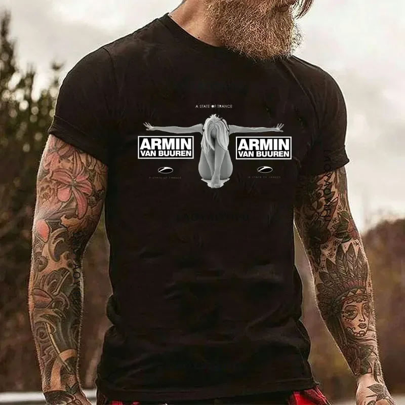 Fashion ARMIN VAN Dj Hip Hop Streetwear Tshirt ARMIN VAN BUUREN BLAH T-Shirt Men Casual Trance Music Fans T Shirt Unisex Tops