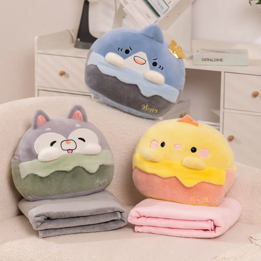 

New 2-in-1 Hand Warmer Bag Cartoon Animal Soft Throw Pillow Blanket Plush Thicken Nap Blanket Office Home Car