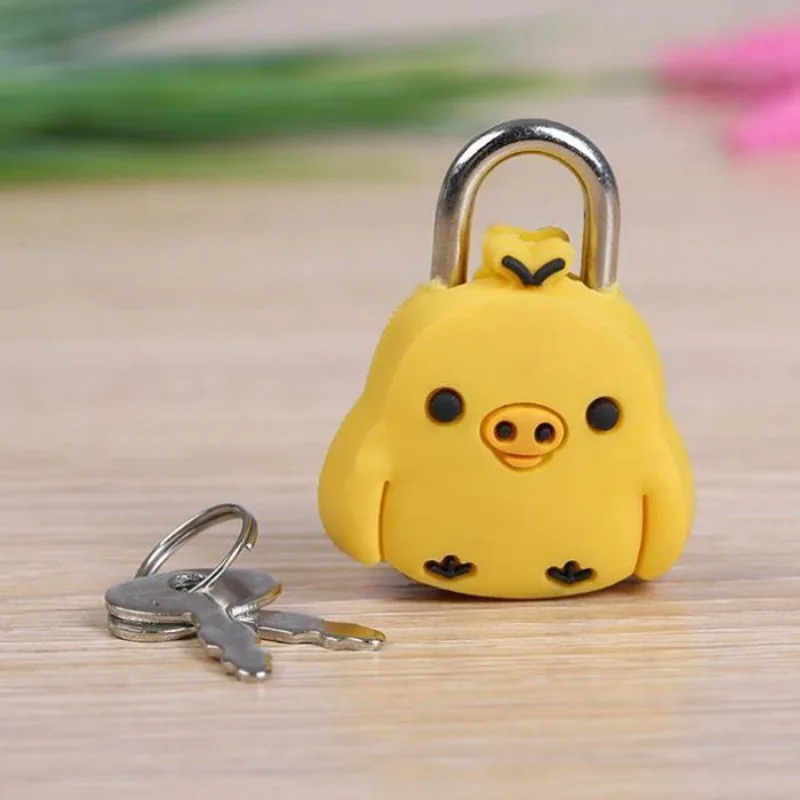 Disney Stitch Hello Kitty Cartoon PVC Doll Lock Metal Mini Padlock Creative Cute Safety Anti-Theft Luggage Lock Children's Gift