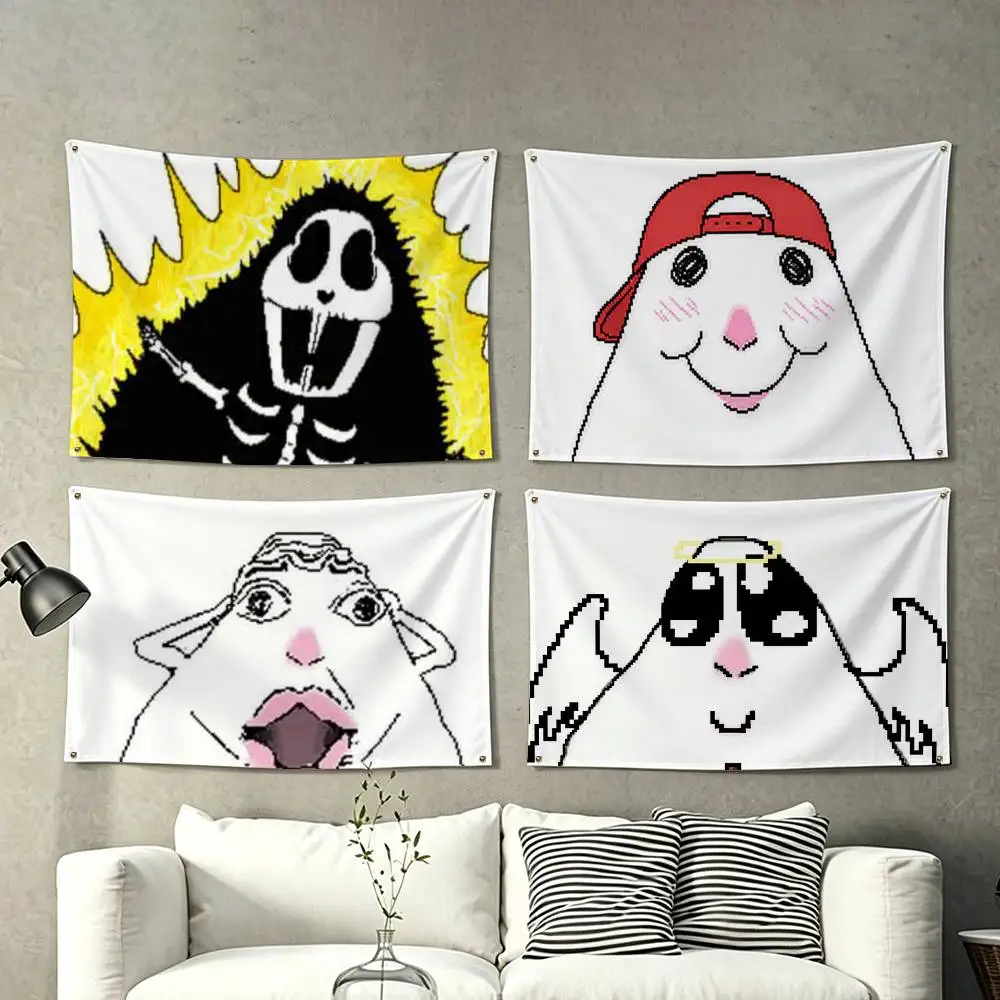 c-Creative Funny Hamster  Flag Suitable For Party Club Outdoor Interior Wall Decoration Banner Fans Gift