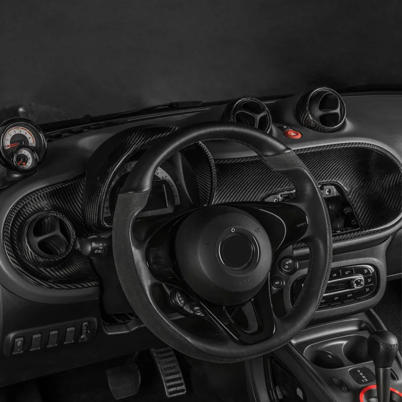 

For Smart 453 Fortwo Forfour Car Accessories Carbon Fiber Dashboard Panel Protector Cover Center Console 3D Decoration Sticker