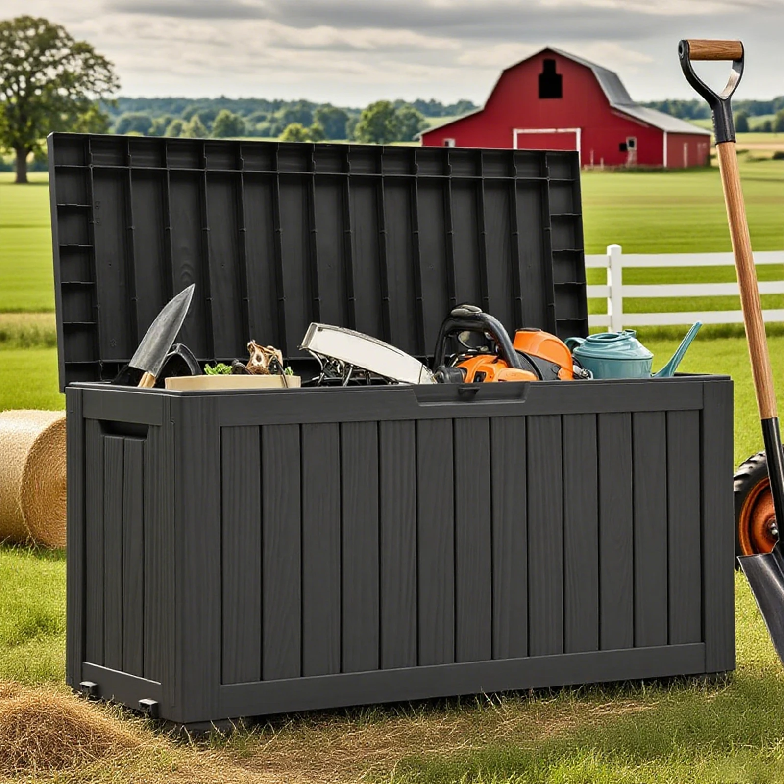 

75 Gallon Resin Waterproof Deck Box, Outdoor Storage Box for Patio Furniture, Cushions, Garden Tools and Pool Supplies