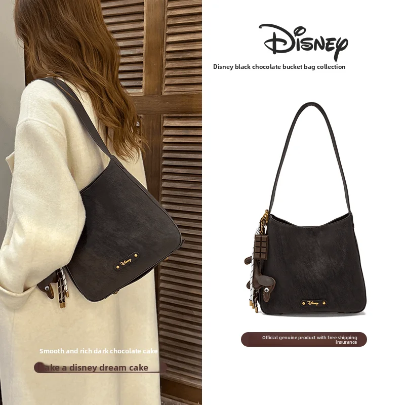 

Disney Authentic New Black Clever Mickey Bucket Bag Fashionable and Versatile Commuter Single Shoulder Crossbody Bag for Women