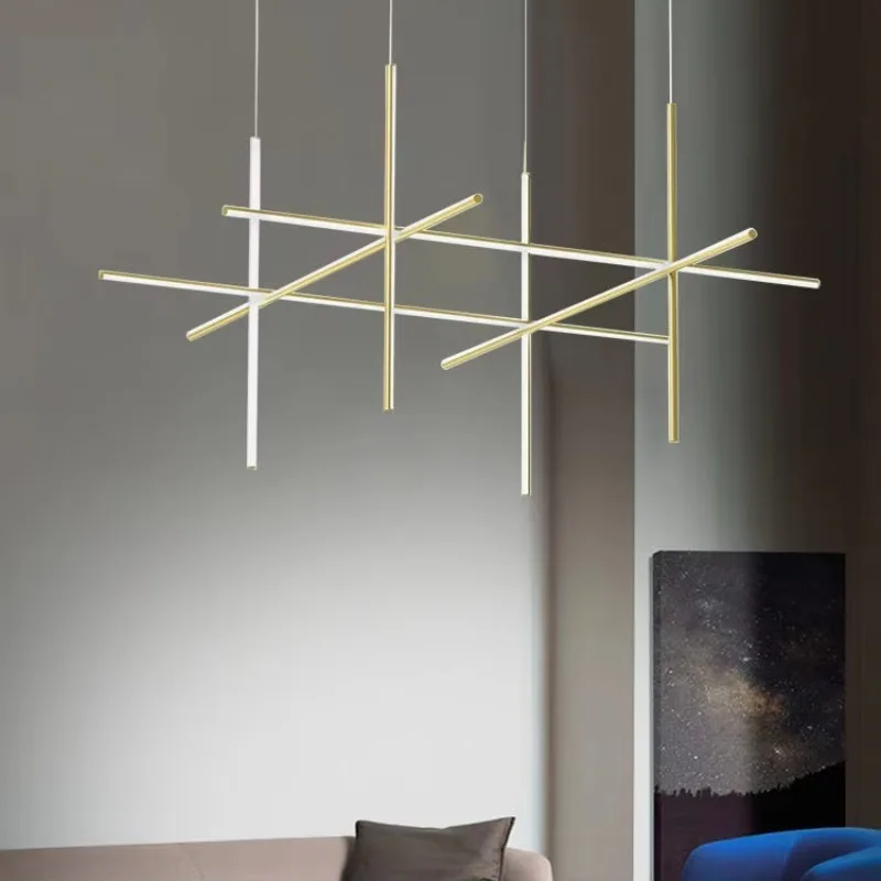 Nordic Style Luxury Stick Shape Gold Modern Ceiling Lamp Light Indoor Decoration LED Chandeliers & Pendant Lights