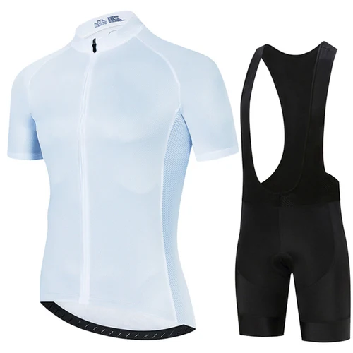 Imagen 2 del producto Jersey de ciclismo totalmente negro, conjunto corto con pechera, ropa para bicicleta de montaña para hombre, traje de manga corta, uniforme de entrenamiento deportivo para bicicleta de montaña 2024
