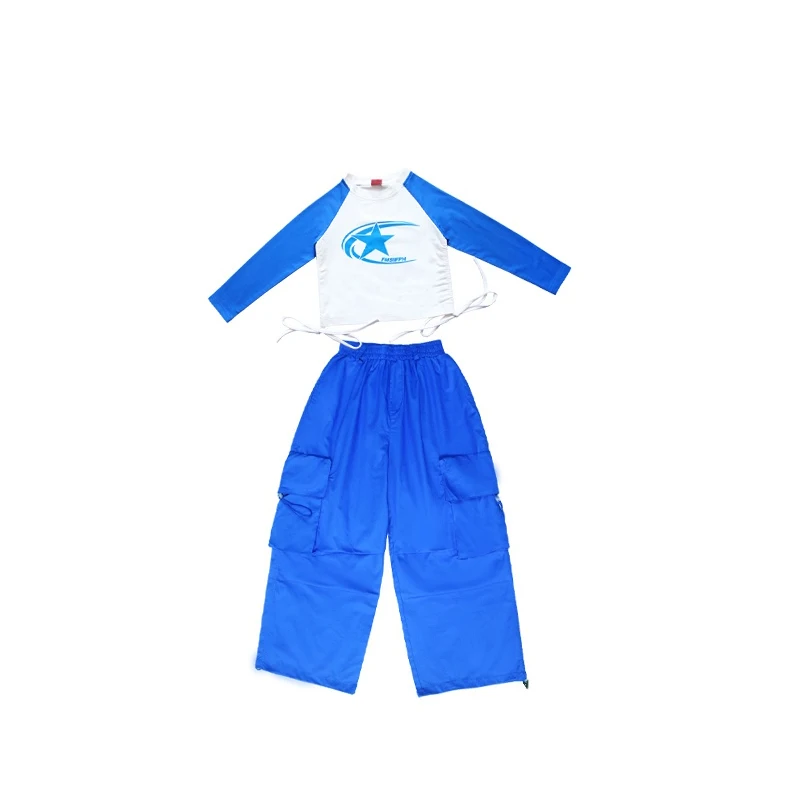 Pantalon court bleu Y-Cargo pour enfants, Streetwear pour filles, Costumes de performance de danse jazz, Vêtements Hip Hop, DQS15, Vêtements pour enfants, Nouveau, 2024