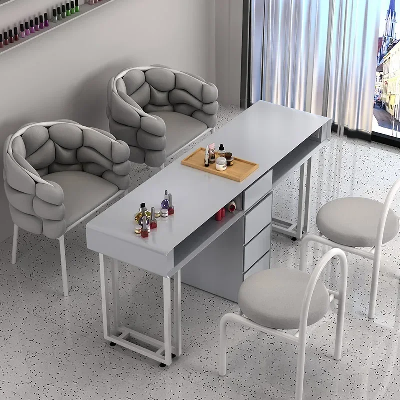 Design Metall Nagel Schreibtisch einfache nordische graue Spezialität Nägel Tisch moderne minimalist ische Nagel tisch Mesa Schönheits salon Möbel