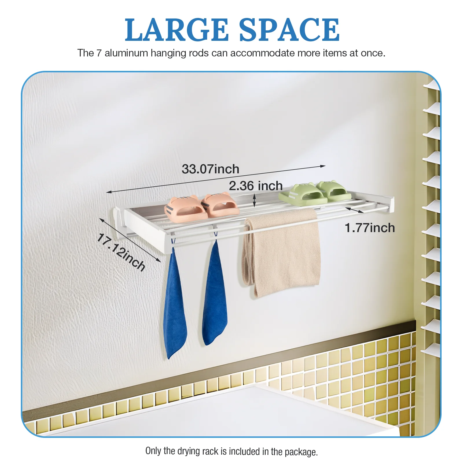

7 Rods Invisible Rack Wall Mount Drying Hanger Retractable Folding Dryer Rack
