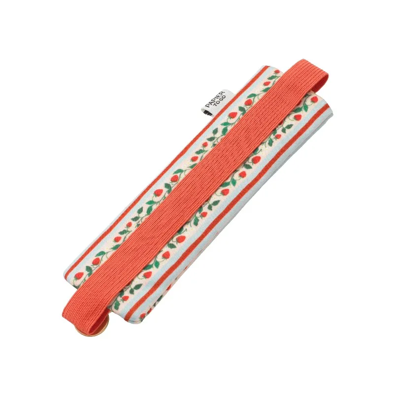Elastic Fabric Pen Pouch, Strawberry Stripe, Red