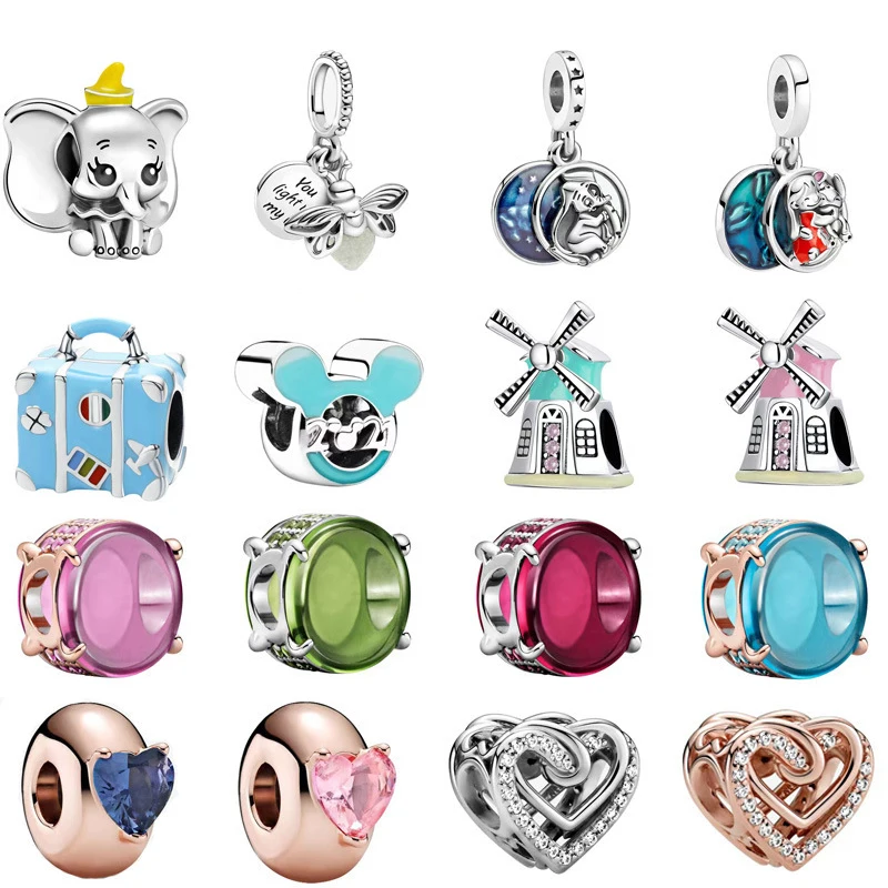 

Disney Anime Figure Mickey Lilo Stitch Dumbo Model Alloy Beads Inlay DIY Bracelet Pendant Decoration Accessories Toy Gifts