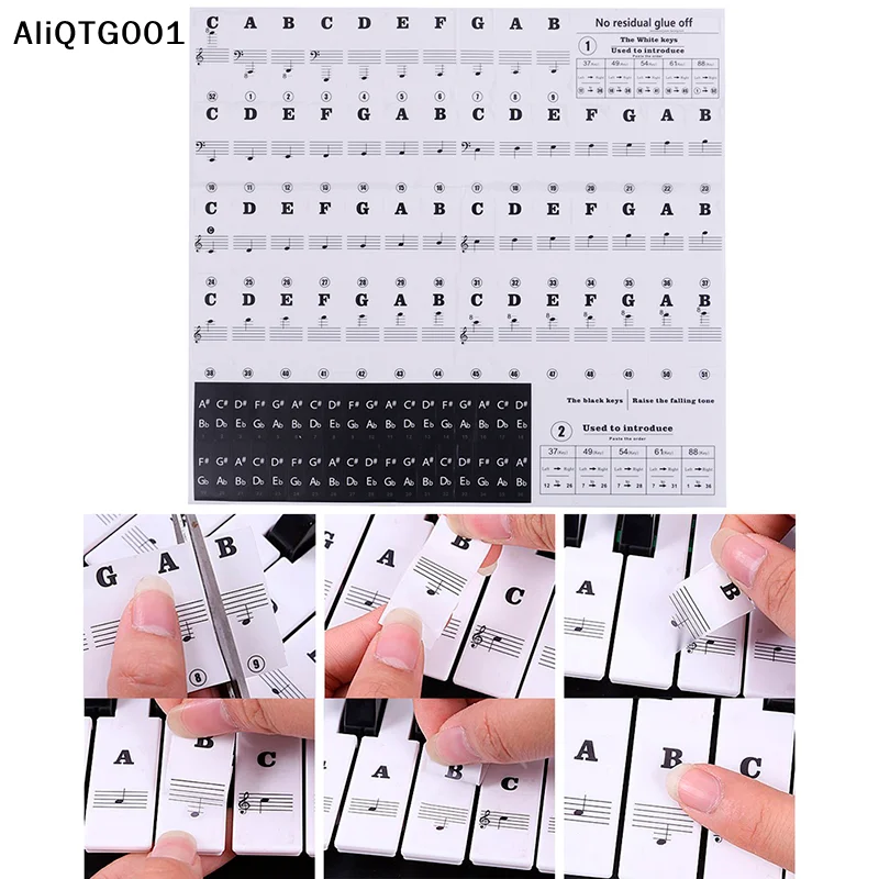 Electronic Piano Keyboard Key Stickers 54/61/88 Keys Sound Name Labels for Keyboard