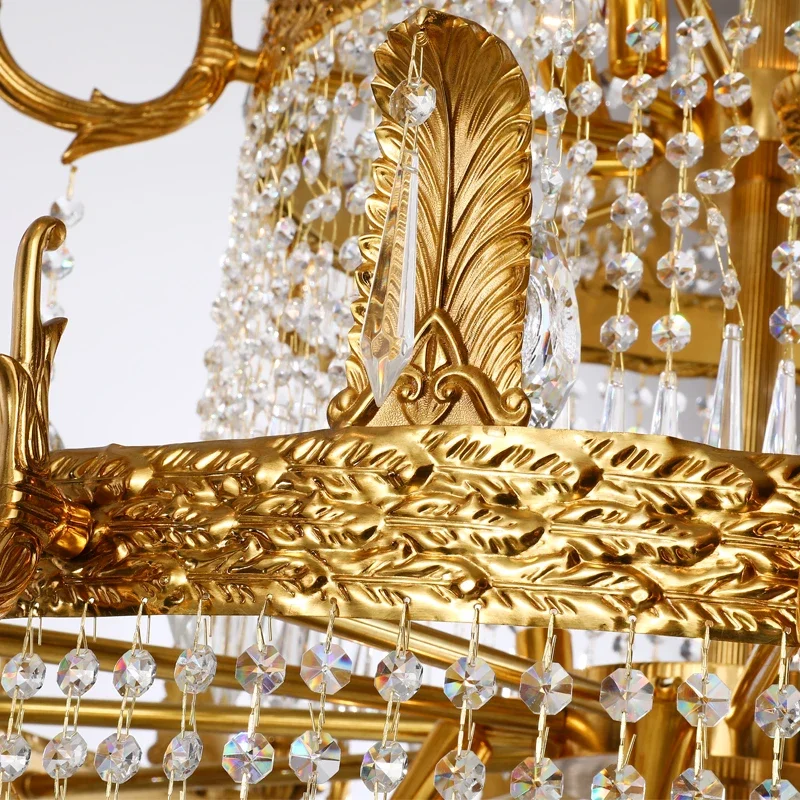 European Rococo 20 Lights Luxury Brass Lamp Home Decore Hanging  Hotel Spiral Cake Chandelier Stand