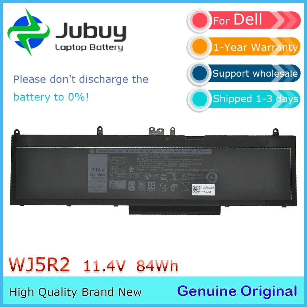 

WJ5R2 11,4 В 84 Втч оригинальный аккумулятор для ноутбука Dell Precision 15 M3510 Latitude E5570 4F5YV 451-BBTX и т. д.