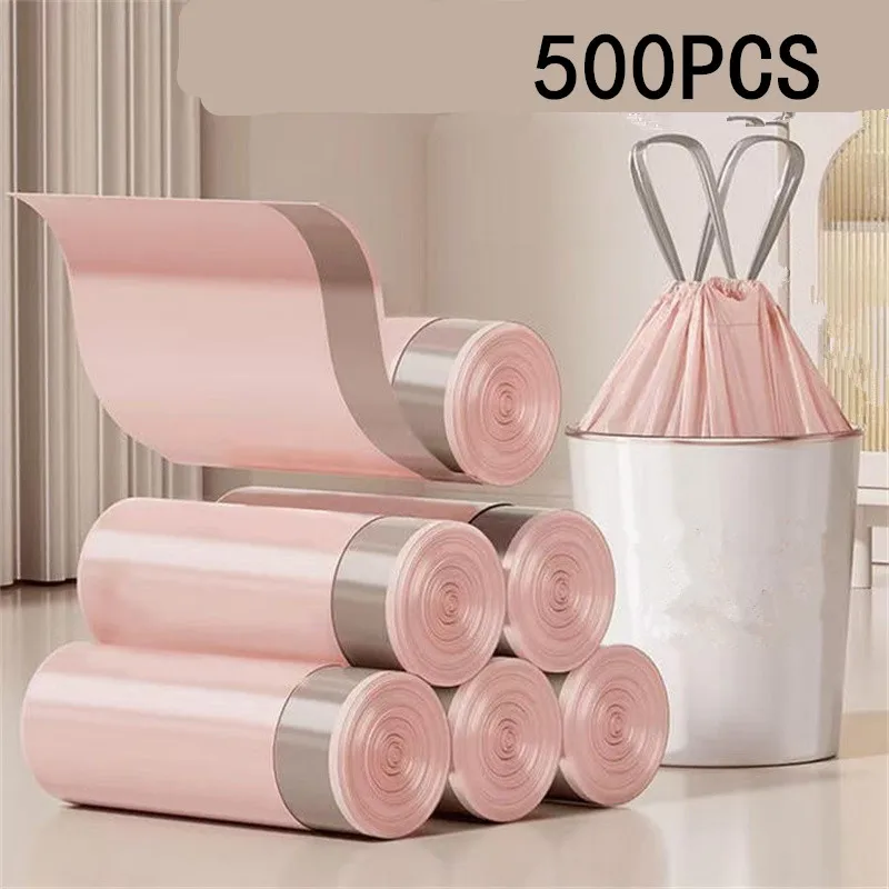 50/100/500PCS Verdickung Kordelzug Müll Taschen Große Kapazität Handheld Müll Tasche für Küche Haushalt Einweg abfall Taschen