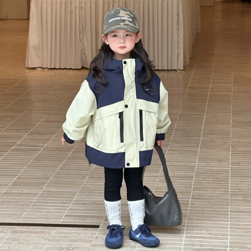 2025 Autumn Winter Cotton Boys Girls Children Kid Patchwark Hood Jacket Thick Warm Windproof Coat 3-10 Years Outfit Toddler