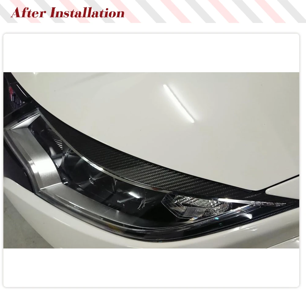 Dry Carbon Fiber Headlight Eyebrows For Honda Civic Type R 2015 2016 Prepreg Carbon Eyelid Sticker Decoration Trim Kits FRP