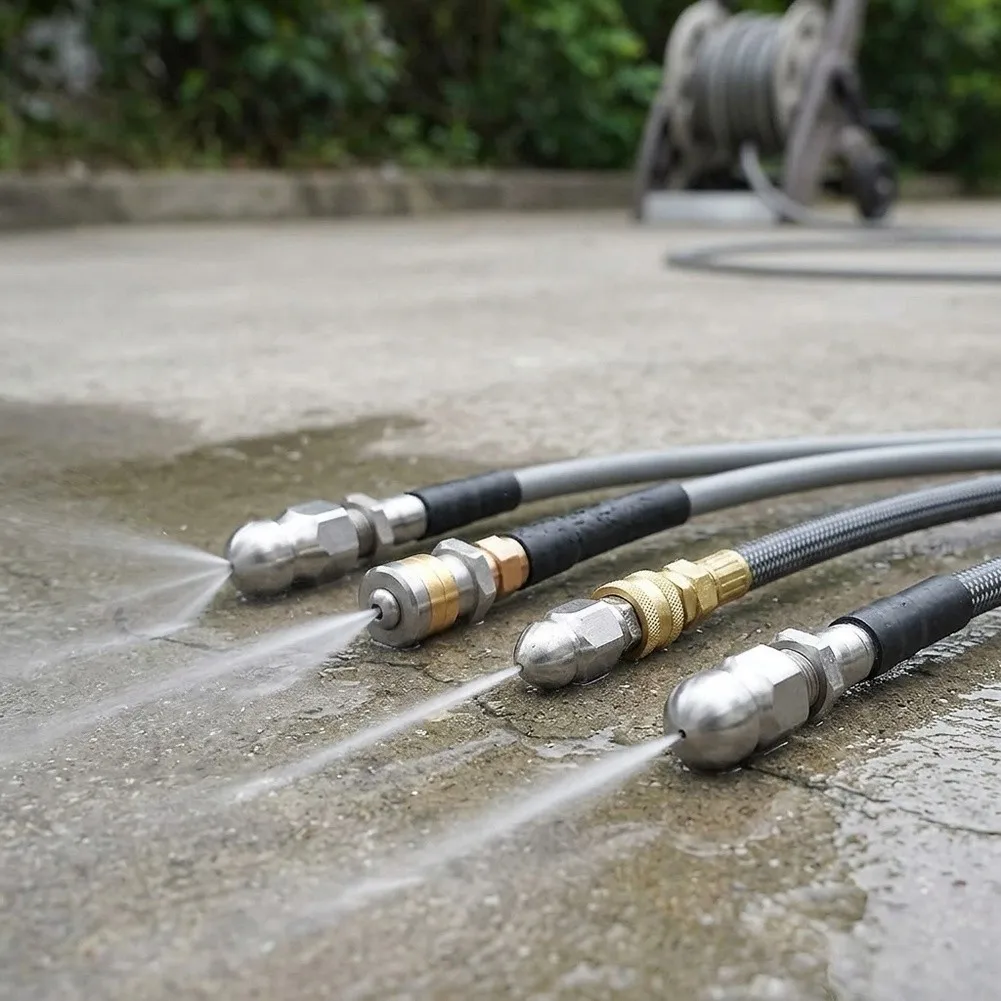 High Pressure 5000 PSI Stainless Steel Nozzle for Drain Cleaning - 14 inch Quick For Connect Fitting for Efficient Use