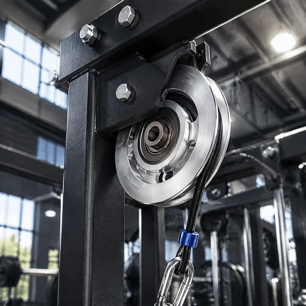Solid Aluminium Alloy Fitness Pulley Wheel Silver Universal Strength Training Pulley Cable Machine Pulley Gym Cable System Build