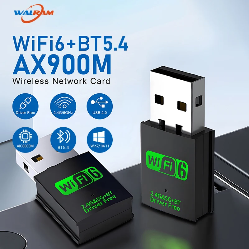 

WiFi6 AX900M USB 2.0/3.0 BT5.4 адаптер-ключ двухдиапазонный 802.11AE 2,4 ГГц/5,8 ГГц сетевой беспроводной приемник драйвер для Win 10/11 ﻿