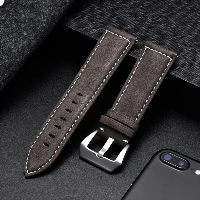 Matte Vintage Leather Strap Crazy Horse Leather Watchband 18mm 20mm 22mm 24mm for Luxury Watch Accessories Wristwatch Band