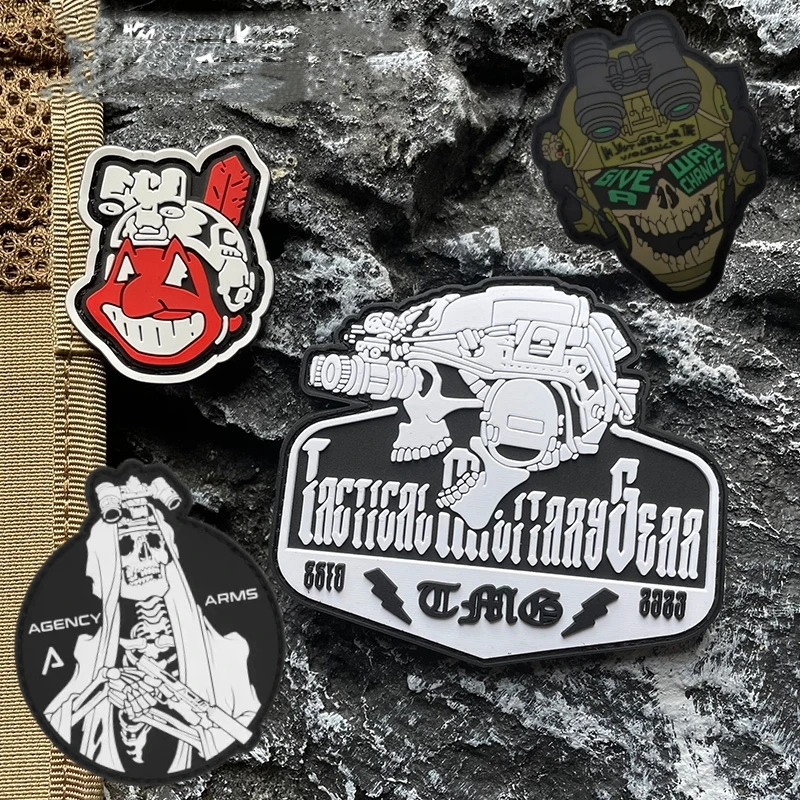 Gothic Night Vision Device Skull Patches PVC Emblem Weapon Tactical Morale Badge TMG Patch Weapon Master Backpack Sticker