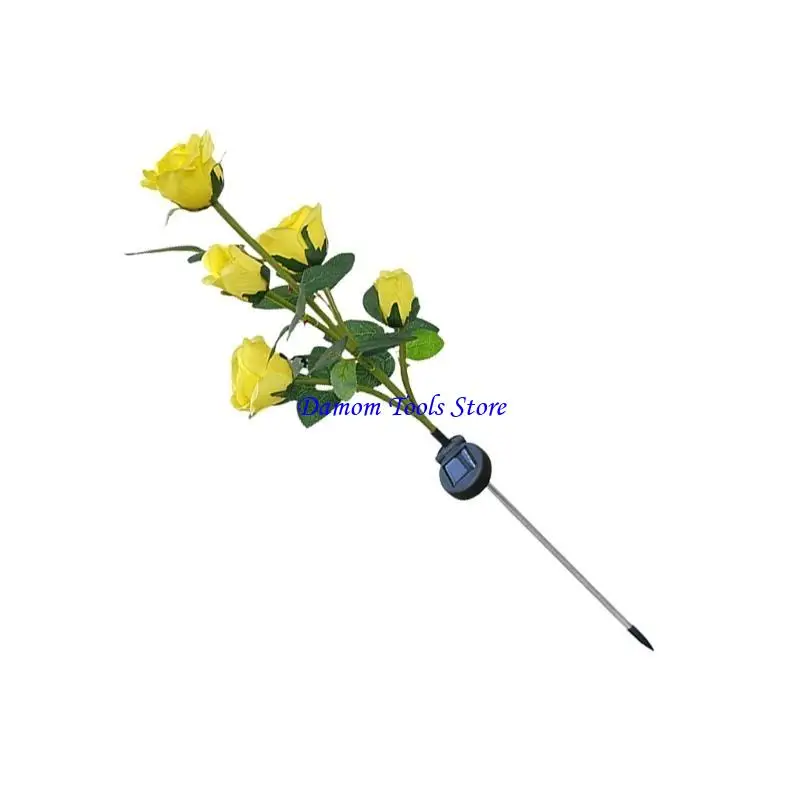 

57BE Садовая лампа в форме цветка розы Солнечная лампа Пластиковый светильник подходит для двора