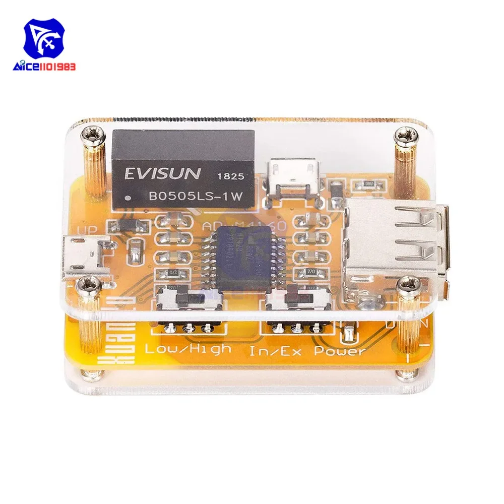 diymore ADUM4160 USB to USB Isolator Module Audio Noise Eliminator Industrial Isolator Protection Board with Acrylic Case