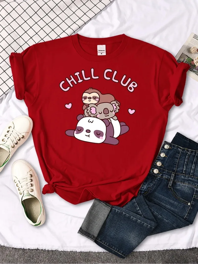 T-Shirt Females Kawaii Cartoon Graphic Tops Womans Sports Oversize Harajuku Funny Girls T-Shirts Panda Koala Sloth Cute Printed