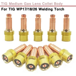 Kit de torche de soudage TIG, 1.0mm, 1.6mm, 2.4mm, 3.2mm, 4.0mm, corps de pince à gaz moyen, 45V24, 45V25, 45V26, 45V27, 45V28 pour TIG WP17, 18/26, 5 pièces, 10 pièces