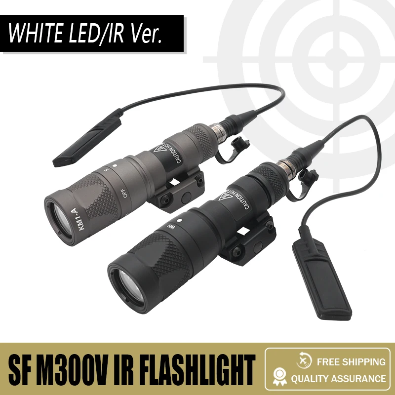 

M300V IR Light White LED Flashlight & IR Infrared OutputScout Weapon Light Rifle Hunting with Remote Pressure Switch 20mm Rail