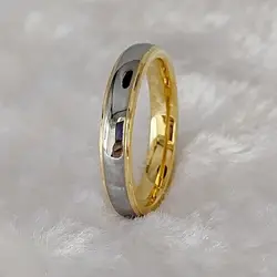 Slim 4mm Marriage Anniverary Wedding Couples Rings For Women Girls Ladies High Quality Shiny 18k Gold Plated Tungsten Jewelry