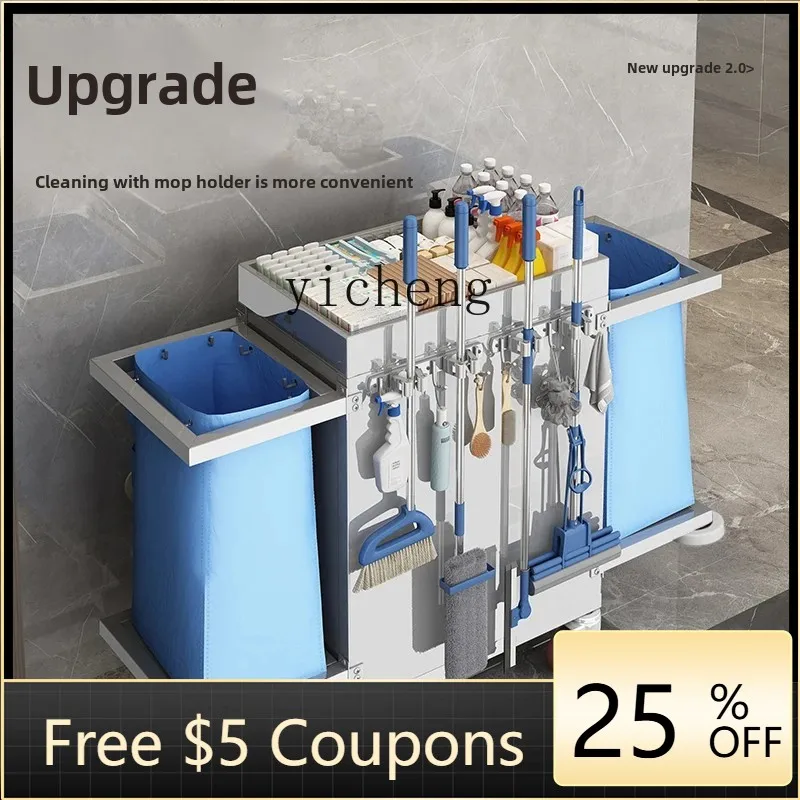 D8- stainless steel linen cart, special work cart for hotel rooms, cleaning trolley