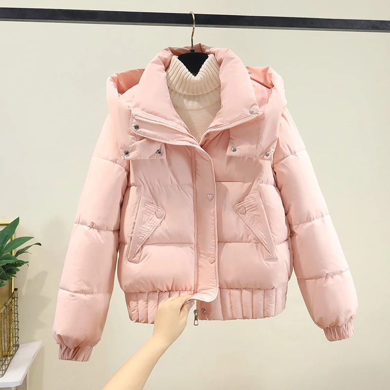 

Женское orth Puffer Jaet, новинка 2025, корейское свободное свободное теплое хлопковое пальто Sle Faion, хлопковая верхняя одежда