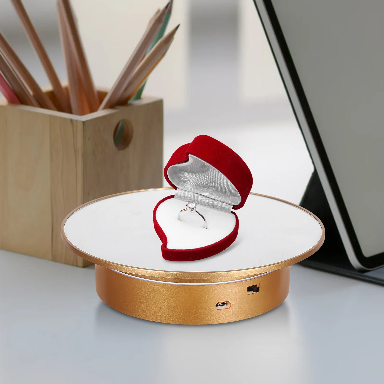 Smooth Electric Rotating Display Stand for Jewelry Video Recording Photography Live Shows Turntable Platform Rotating Display