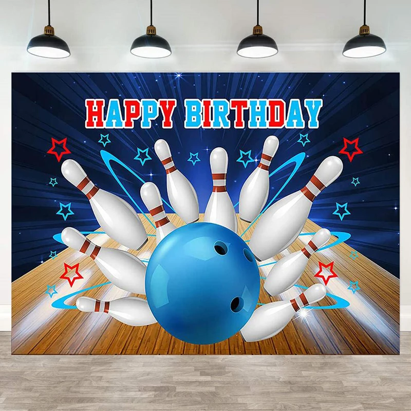 Fondo de fotografía para niños, decoraciones para fiesta de bolos, fondo, sorteo, bolos, cartel de feliz cumpleaños, sesión de fotos