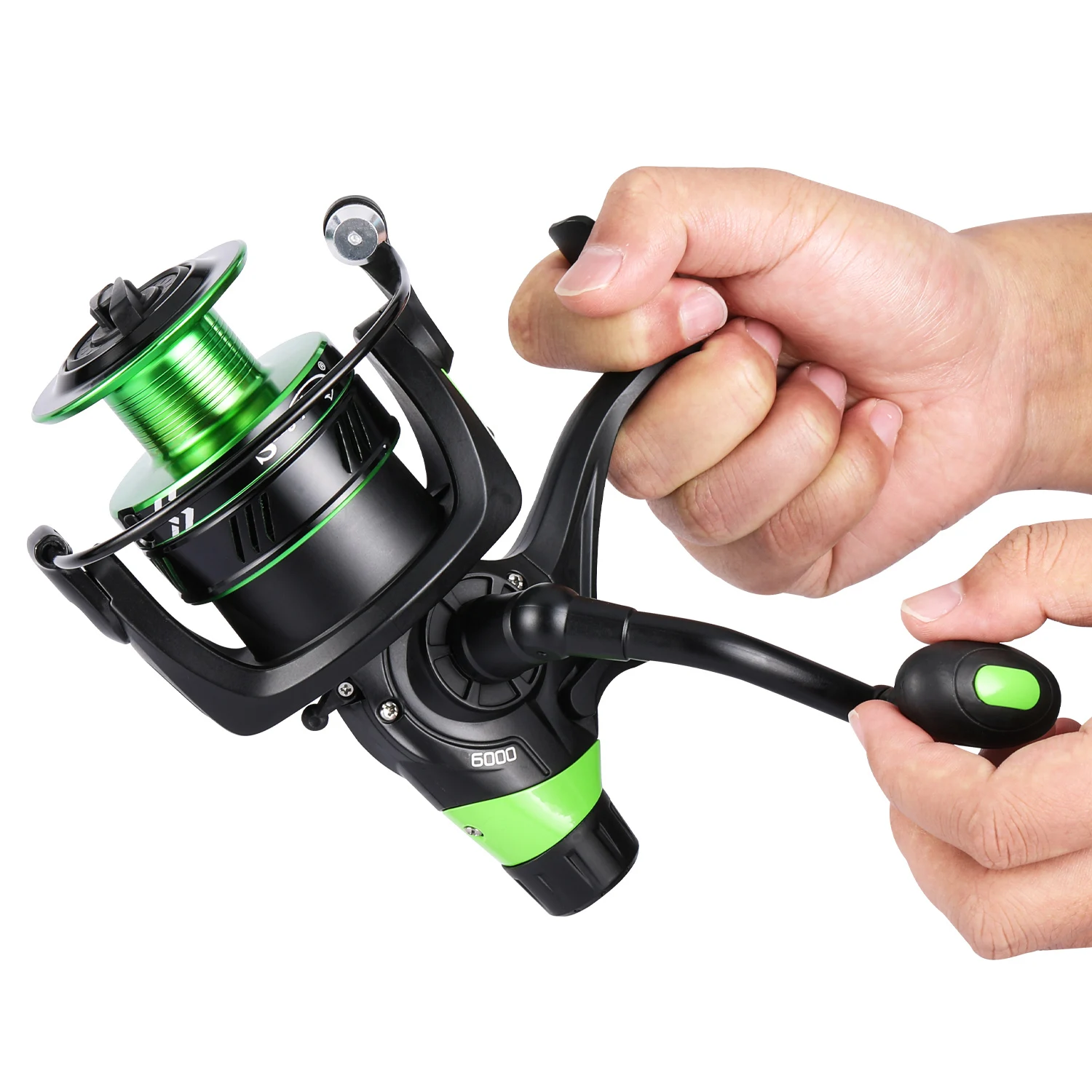 Sougayilang Fishing Reel 4.7/5.2:1 Gear Ratio Spinning Reel Max Drag 10Kg Carp Fishing Reel with Aluminum Spool for Saltwater